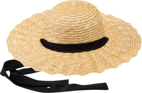 DIVINA Italian Design - Sombrero de paja Dalia, beige natural con detalles negros, talla única - B 22008, beige, Talla única