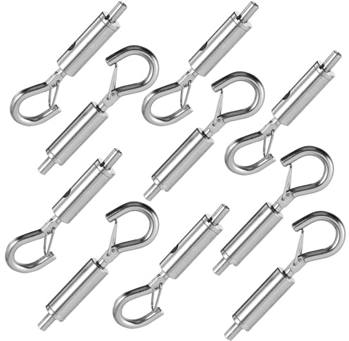 Tofficu Ganci Guida Cavo in Acciaio Inox 10 Pezzi Set, Fibbie a Molla Regolabili Per Gestione Cavi Domestici Ed Elettronici, Chiusure Resistenti e Rimovibili Per Cavi, Fili e Lampadari Sospesi