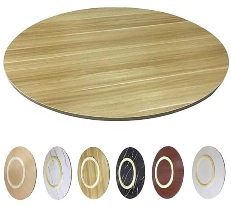 30in 36in Großer Drehteller aus Holz Lazy Susan Serviertablett Runder Esstisch-Drehteller 360° Schwenkbares Möbeltablett(Natural wood,60cm/24)