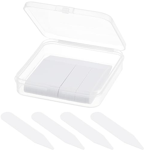 CREATCABIN 100 Stück 5.5cm Kragenstäbchen Für Herrenhemden Kragenstäbchen Mit Aufbewahrungstasche PVC Kunststoff Krageneinsätze wasserdichte Weiße Kragenlaschen Verzugsfreier Für Kragenfutterstäbchen