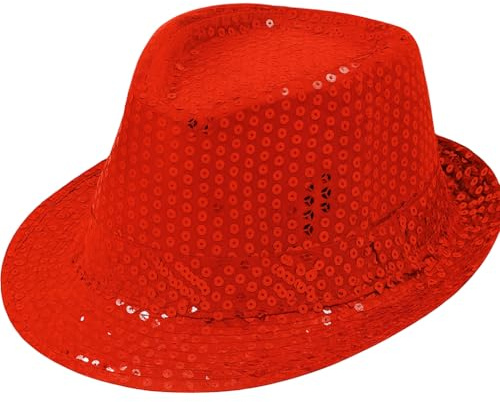 TrendandStylez Pailletten Hut für Karneval & Fasching – Glitzer Fedora Partyhut Damen Herren Kinder | Disco, Silvester, Festival & Kostüm Accessoire | Einheitsgröße, viele Farben, leicht & hochwertig