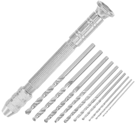HEATSHAKING Schraubstock-Handbohrer Set Mit 10 Bohrern Einstellbarer Bohrerhalter 3-Backen-Spannfutter Für Modellbau Holz Harz Schmuck Und Bastelarbeiten