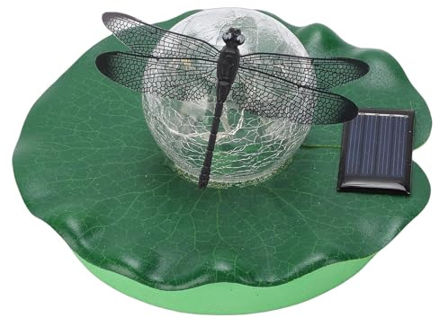 Tnfeeon Solar-Schwimmbecken-Licht Wasserfestes LED-Teich-Schwimmblatt-Licht mit Libelle Leuchtet Im Dunkeln für Garten-Hochzeit Outdoor-Dekoration für Teich-Party Garten Hinterhof (kleine Größe)
