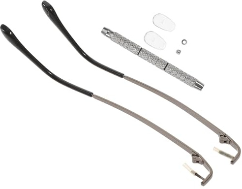 TOGEVAL Kit de Réparation Lunettes Vue Branches de Remplacement en Métal Couleur Gunmetal Vis pour Lunettes Plaquettes de Nez Noires et Tournevis Ensemble Complet pour Entretien Optique