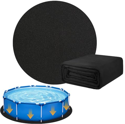 LOMUG Pool Unterlage, Poolunterlage Rund, Faltbarer Poolmatten Schutzboden Bodenschutzmatte, Whirlpool Matte für Outdoor Hinterhof Garten Rasen Whirlpools (Schwarz,Ø305cm)