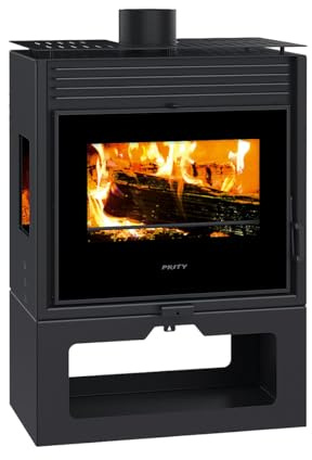 Prity PM3 E Panorama-Holzofen, dreiseitiges Glas, 10 kW, CE-zertifiziert, freistehender Holzofen