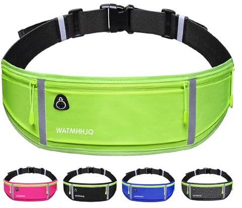 Marsupio da Corsa a 3 Tasche per Cellulare, per Uomo e Donna,Impermeabile, per Escursioni, Fitness, Viaggi, Corsa, Pocking, Accessori(Verde)