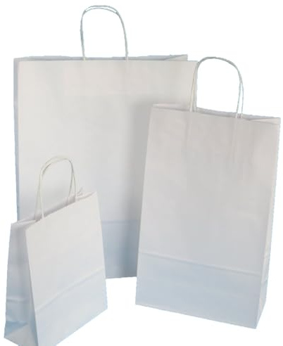 Pro DP 300 Papiertragetaschen 18+8x22cm mit Kordel weiß Papiertüten Einkaufstüten Tragetaschen 90/m² Papier