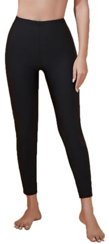 Lovache Womens Swimming Long Pants Surfing Snorkeling Tight Swim Leggings Sun Protective Black