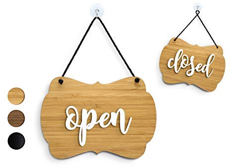 SIGNS | Shabby Chic - Open Closed - Abierto Cerrado cartel doble cara [OC03] - Placa de la puerta colgante de doble cara - Letrero de la tienda comercial reversible
