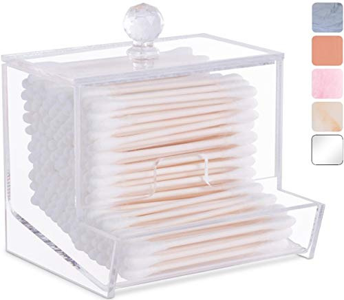 My Space Organizers Acrylic Qtip Holder - For Qtip Brand Cotton Swab Dispenser, Modern Bathroom Decor, Countertop Bathroom Vanity Storage