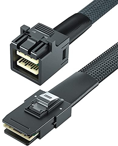 ipolex SFF-8643 to SFF-8087 Mini SAS HD Cable, SAS 3.0 to 2.0, Compatible with RAID Controllers, Servers, Backplanes and Hosts, 100-Ohm, 0.5-m(1.6ft), 2 Pack