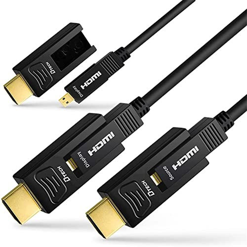 DTech Câble HDMI en fibre optique de 200 pieds 4K 60 Hz 444 422 420 Chroma Subsampling HDCP 2.2 18 Gbps haute vitesse avec câble HDMI standard amovible vers Micro HDMI pour TV, projecteur, moniteur