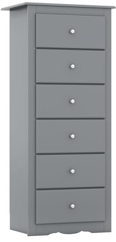 Giantex 6-Drawer Dresser for Bedroom, Wooden Chest of Drawers w/Metal Handles & Large Capacity, 16 D x 23 W x 53.5 H Clothes Organizer, Modern Tall Dresser for Bedroom, Entryway, Living Room