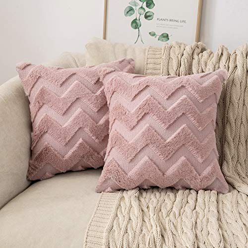 MIULEE Weihnachten 2er Set Wolle Kissenbezüge Dekokissen Polyster Sofakissen Weich Couchkissen Kissenbezug Zierkissenbezug mit Verstecktem Reißverschluss für Wohnzimmer Schlafzimmer Lederpuder 45x45cm