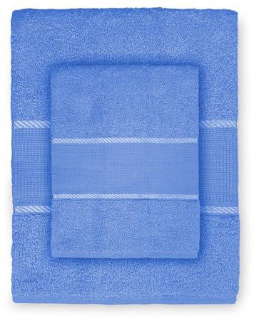 Tex family Set Asciugamani Spugna Tela Aida da ricamare Punto Croce 1+1 Viso E OSPITE con Filato in Omaggio - Bluette