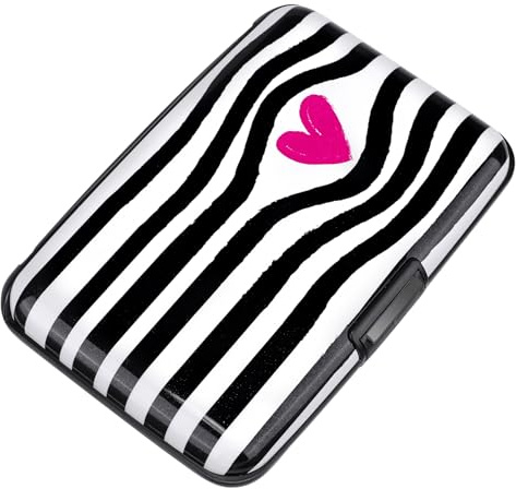 ELFISH Mini RFID Aluminum Wallet Credit Cards Holder Business Card Case Metal ID Case for Men Women (Eye heart)