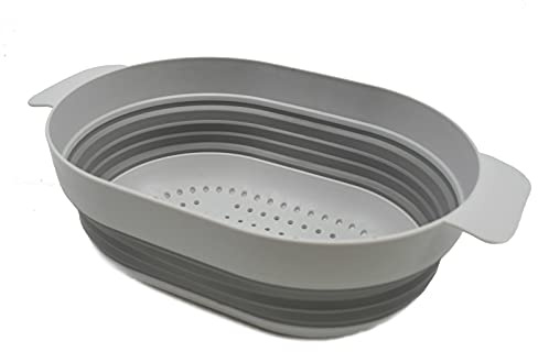 SAMMART 3L Over The Sink Oval Colander (Grey, 1)
