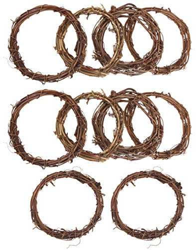 VALICLUD 10st Rattan-Kreis Weinreben-Ornamente Weihnachtszweigkränze Frühlingskränze Weinrebenkranz Bildet Hausbedarf Rattan-Girlande Weinreben-häschen-Kranz DIY Hölzern Blumen Handbuch