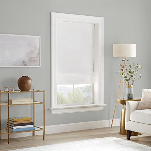 Eclipse Drew Noise Reducing Blackout Cordless Lined Window Roman Shade for Living Room, 27 in x 64 in, White