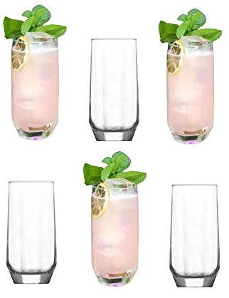 bar@drinkstuff Essence Diamond Hiball Glass 13oz /385ml - Pack of 6 - Glassware, Hiball Glasses