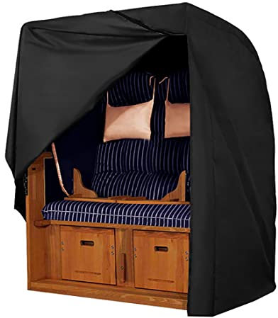 Telo protettivo per poltrona da spiaggia, in tessuto Oxford 300D, impermeabile, resistente all'inverno, copertura per poltrona da spiaggia con resistente ai raggi UV, nero (130 x 100 x 170/140 cm)