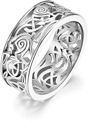 Beydodo Herren Ring Silber, Edelstahl Ring Keltischer Knoten 8.5MM Freundschaftsring Silber Ring Personalisiert Gr.65 (20.7)