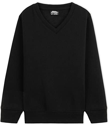CityComfort Jersey Niño Cuello Pico, Jerséis para Niños 3-14 Años, Sweater niño en Azul Marino o Negro Disponible en Pack de 1 o 2 Unidades, Prenda Clásica y Multiusos
