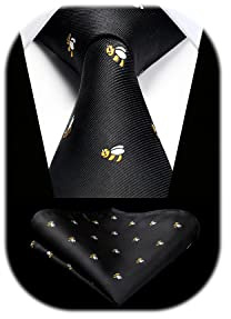 HISDERN Herren Krawatten Tiermuster Krawatte Einstecktuch Hochzeit Business Krawatte & Einstecktuch Set