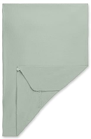 hauck Baby Spannbettlaken 60x120 cm für Reisebettmatratzen, Baby Matratzenbezug Baumwolle Musselin, 60° C Maschinenwäsche, Babybettlaken mit Gummizug (Sage)