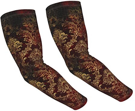 Goldene Damast-Armstulpen für Damen und Herren, kühlende Sport-Ärmel, Sonnenschutz, Armstulpen für Golf, Laufen, Radfahren, Wandern, Schwarz, Einheitsgröße