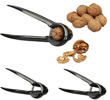 Relaxdays Nussknacker im 3er Set, Nussbrecher, schwarz | HBT: 6 x 18,5 x 7,5 cm, Walnussknacker Metall, für Nussliebhaber