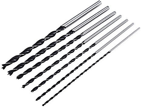 7pc X Long Wood Drill Bit Set 4mm 5mm 6mm 7mm 8mm 10mm 12mm x 300mm Brad Point