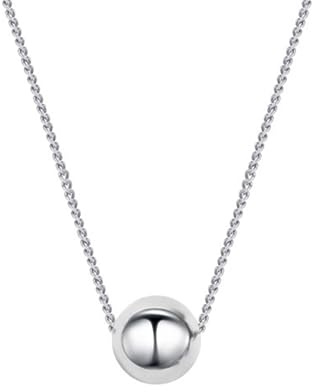 SUGARKITTEN LONDON Sterling Silver Shiny Polished 8mm Ball Bead Necklace 40cm - 44cm 17.3''