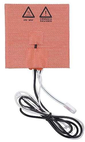 Risegun Silikon-Heizkissen, 100 x 100 mm DC 24 V 60 W Silikon-Heizbett, Gute Wärmeleitfähigkeit, Flexible Heizmatte 3D-Druckerzubehör für Voron 0 0,1