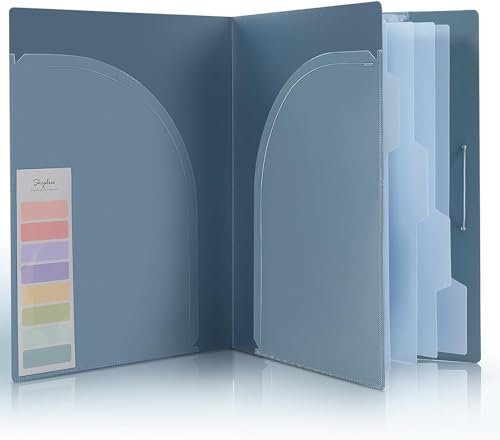 SKYDUE Dokumentenmappe A4, Fächermappe Mit 5 Pockets & 2 Fächern Für Präsentations, Mappe Und 2 Gummizüge, Gummizugmappe A4/Ordnungsmappe (Blau)