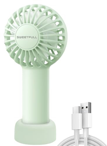 WASAGA Tragbarer Mini-Ventilator Leistungsstarker Handventilator wiederaufladbar, 3 Geschwindigkeiten Persönlicher kleiner Handventilator für Reise-Make-up Wimpern (Hellgrün)