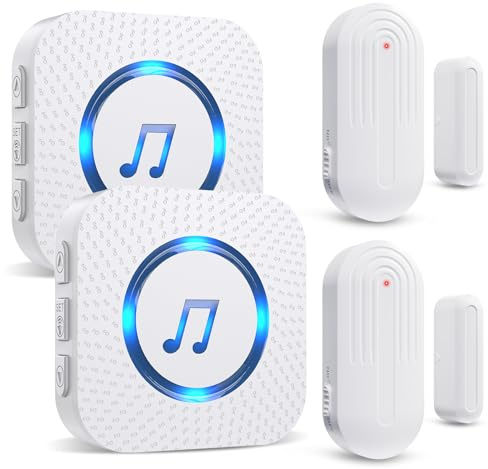 SANJIE Wireless Door Open Alarm Sensor Chime 2 UK Receivers 2 Sensors