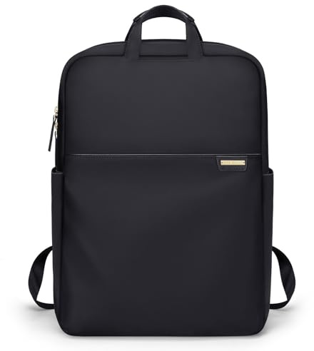 GOLF QUALITY Slank Laptop Ryggsäck för Kvinnor Män Arbete Affärer med Laptopfack, Svart, 17.3 Inch