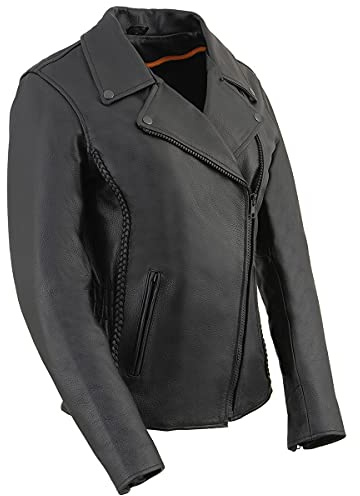Milwaukee Leather Women's Classic Premium Leather Motorcycle MC Style Riding Jacket - X-Large