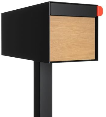 Amerikanischer Briefkasten Americano Schwarz mit Holzdekor-Front