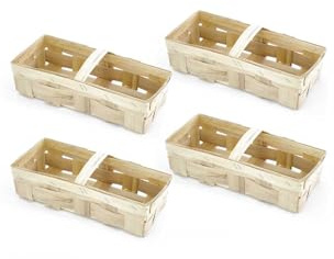 Spankörbe - 4er-Set (kleine Spankörbe = 28cm x 11cm x 7.5cm) geflochten, vielseitig einsetzbar, mit Griffen, ideal für Ernte und Gartenarbeit