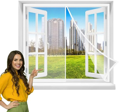 Window Screen Window Magnetic, 55x100cm Without Drilling Roll-up Mosquito Net Anti Insect Fly Mosquito for Hallways, Doors Weiß