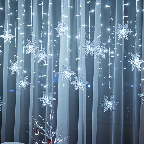 Aragallant Tenda Luminosa Natale, 4M Luci Stelle Catena, 96 Luci per Finestra, Star Curtain con 8 Modalità di Luce per Compleanno Matrimonio Festa (Bianco)