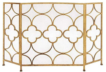 WYRMB 3-Platten-Kamingitter mit Maschendraht, echter Brandschutz, Schmiedeeisen-Kaminzaun für drinnen und draußen, Funkenschutzabdeckung,