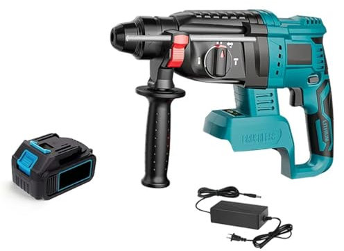 Martillo perforador con batería, 18 V, 4800 ppm, 1000 rpm, energía de impacto 1J, 27 mm, 4 velocidades variables con 3 funciones, acoplamiento de seguridad