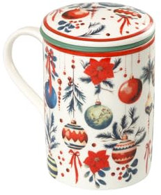 TEA SHOP - Taza de Té o Infusiones con filtro, infusor y tapa - Mug Classic Bauble Bliss - Fabricada en Porcelana