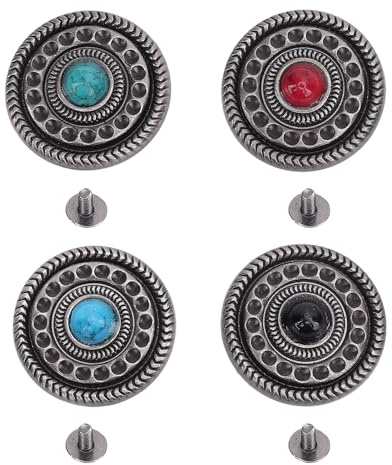 4 Stück 30 Mm Runder Retro-Metallknopf, Elegante Dekoration, Exquisiter Retro-Dekorknopf Zum Basteln, Hemd, Anzug, Dekoration (schwarz, Rot, Blau, Grün,