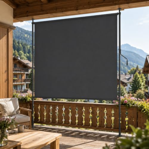 Hebitod Store vertical à pince - 2 m x 2,7 m - Protection solaire - Store vertical avec revêtement - Brise-vue - Anthracite