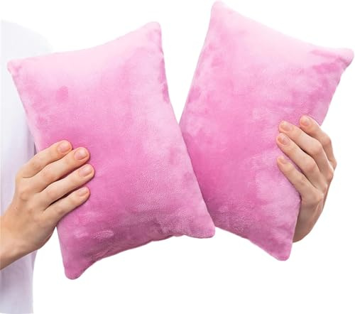 Paquete de 2 almohadas pequeñas de espuma viscoelástica de 11 x 7 pulgadas para viajes, dormir, siesta y cuello, rodilla, apoyo lumbar, cojín pequeño para mascotas, perros (morado)